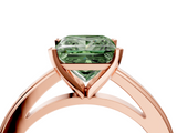 Rose gold Fancy Green Princess  Solitaire Diamond Ring with Four-Prong Setting and Classic Band_7