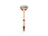 Rose gold Fancy Green Princess  Solitaire Diamond Ring with Four-Prong Setting and Tapered Band 3
