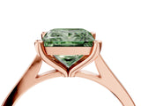 Rose gold Fancy Green Princess  Solitaire Diamond Ring with Four-Prong Setting and Tapered Band 5