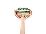 Rose gold Fancy Green Princess  Solitaire Diamond Ring with Four-Prong Setting and Tapered Band