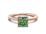 Rose gold Fancy Green Princess  Solitaire Diamond Ring with Four-Prong Setting on a Plain Band_20