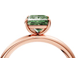 Rose gold Fancy Green Princess  Solitaire Diamond Ring with Four-Prong Setting on a Plain Band_24