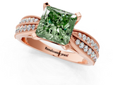Rose gold Fancy Green Princess  Solitaire Diamond Ring with Milgrain Pavé Band and Four-Prong Setting_36