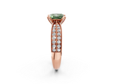 Rose gold Fancy Green Princess  Solitaire Diamond Ring with Milgrain Pavé Band and Four-Prong Setting_37