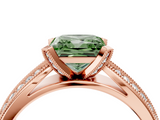 Rose gold Fancy Green Princess  Solitaire Diamond Ring with Milgrain Pavé Band and Four-Prong Setting_39