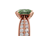 Rose gold Fancy Green Princess  Solitaire Diamond Ring with Milgrain Pavé Band and Four-Prong Setting_40
