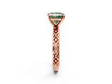 Rose gold Fancy Green Princess  Solitaire Diamond Ring with Milgrain and Black Enamel X Pattern Band_31
