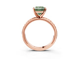 Rose gold Fancy Green Princess  Solitaire Diamond Ring with Milgrain and Black Enamel X Pattern Band_32