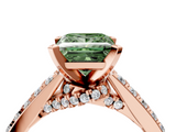 Rose gold Fancy Green Princess  Solitaire Diamond Ring with Pavé Band and Four-Prong Setting_4
