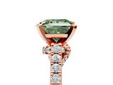 Rose gold Fancy Green Princess  Solitaire Diamond Ring with Pavé Band and Four-Prong Setting_5