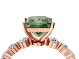 Rose gold Fancy Green Princess  Solitaire Diamond Ring with Pave Band and Four-Prong Setting_4