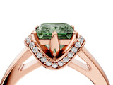 Rose gold Fancy Green Princess  Solitaire Diamond Ring with Pave Band and Six-Prong Setting_69