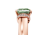 Rose gold Fancy Green Princess  Solitaire Diamond Ring with Pave Band and Six-Prong Setting_70