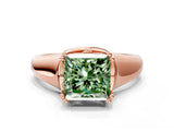 Rose gold Fancy Green Princess  Solitaire Diamond Ring with Six-Prong Cathedral Setting_32