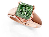 Rose gold Fancy Green Princess  Solitaire Diamond Ring with Six-Prong Cathedral Setting_33