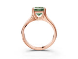 Rose gold Fancy Green Princess  Solitaire Diamond Ring with Six-Prong Cathedral Setting_35