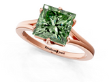 Rose gold Fancy Green Princess  Solitaire Diamond Ring with Six-Prong Setting and Tapered Band_1