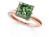 Rose gold Fancy Green Princess  Solitaire Diamond Ring with Six-Prong Setting on a Classic Band_1