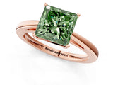 Rose gold Fancy Green Princess  Solitaire Diamond Ring with Split Shank and Four-Prong Setting_13