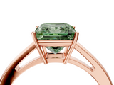 Rose gold Fancy Green Princess  Solitaire Diamond Ring with Split Shank and Four-Prong Setting_4