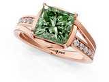 Rose gold Fancy Green Princess  Solitaire Diamond Ring with Split Shank and Prong Setting_18