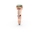 Rose gold Fancy Green Princess  Solitaire Diamond Ring with Split Shank and Prong Setting_19