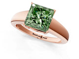 Rose gold Fancy Green Princess  Solitaire Diamond Ring with Tapered Band and Four-Prong Setting_55