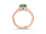Rose gold Fancy Green Princess  Solitaire Diamond Ring with Tapered Band and Four-Prong Setting_57