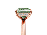 Rose gold Fancy Green Princess  Solitaire Diamond Ring with a Classic Band and Four-Prong Setting