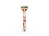 Rose gold Fancy Green Princess  Solitaire Diamond Twisted Band with Four-Prong Setting_2