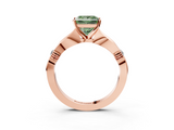 Rose gold Fancy Green Princess  Solitaire Diamond Twisted Band with Four-Prong Setting_3
