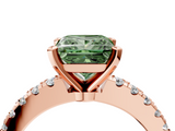 Rose gold Fancy Green Princess  Solitaire Diamond with Pavé Band and Four-Prong Setting_4