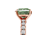 Rose gold Fancy Green Princess  Solitaire Diamond with Pavé Band and Four-Prong Setting_5