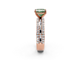 Rose gold Fancy Green Princess  Solitaire Diamond with Pave and Channel Set Band_2