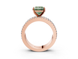 Rose gold Fancy Green Princess  Solitaire Diamond with Pave and Channel Set Band_3