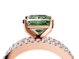 Rose gold Fancy Green Princess  Solitaire Diamond with Pave and Channel Set Band_4