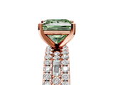 Rose gold Fancy Green Princess  Solitaire Diamond with Pave and Channel Set Band_5