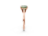 Rose gold Fancy Green Princess  Solitaire Engagement Ring with Four-Prong Setting and Classic Band 2