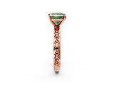 Rose gold Fancy Green Princess  Solitaire Engagement Ring with Scrollwork Band and Four-Prong Setting_2