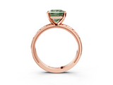 Rose gold Fancy Green Princess  Solitaire Engagement Ring with Scrollwork Band and Four-Prong Setting_3