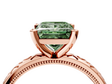 Rose gold Fancy Green Princess  Solitaire Engagement Ring with Scrollwork Band and Four-Prong Setting_4