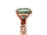 Rose gold Fancy Green Princess  Solitaire Engagement Ring with Scrollwork Band and Four-Prong Setting_5