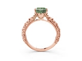 Rose gold Fancy Green Princess  Solitaire Floral Milgrain Engagement Ring_33