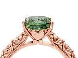 Rose gold Fancy Green Princess  Solitaire Floral Milgrain Engagement Ring_34