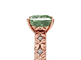 Rose gold Fancy Green Princess  Solitaire Floral Milgrain Engagement Ring_35