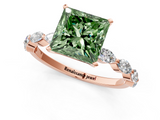 Rose gold Fancy Green Princess  Solitaire Marquise Side Stone Prong Setting Ring_1