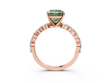 Rose gold Fancy Green Princess  Solitaire Marquise Side Stone Prong Setting Ring_3