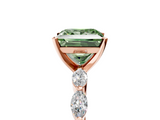 Rose gold Fancy Green Princess  Solitaire Marquise Side Stone Prong Setting Ring_5