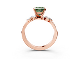 Rose gold Fancy Green Princess  Solitaire Marquise Twist Band with Six-Prong Setting_3