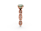 Rose gold Fancy Green Princess  Solitaire Milgrain Diamond Engagement Ring with Bezel and Marquise Band_2